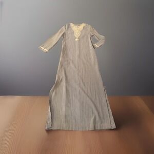 Odette Barsa Seersucker Blue White Gown‎ Size M